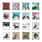 Шотландский терьер с фотографией, Чехол 45x45 см, современный декоративный мягкий чехол для подушки в виде домашней собачки Скотти