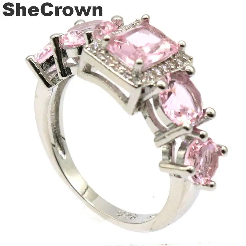 26x10 мм Новое поступление 2019 розовый кунцит белый фианит подарок для сестры