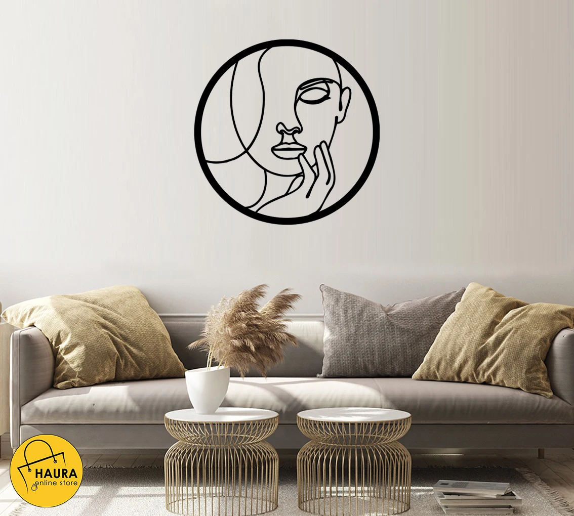 Женское лицо портрет силуэт искусственная древесина постер стол 3D наклейка