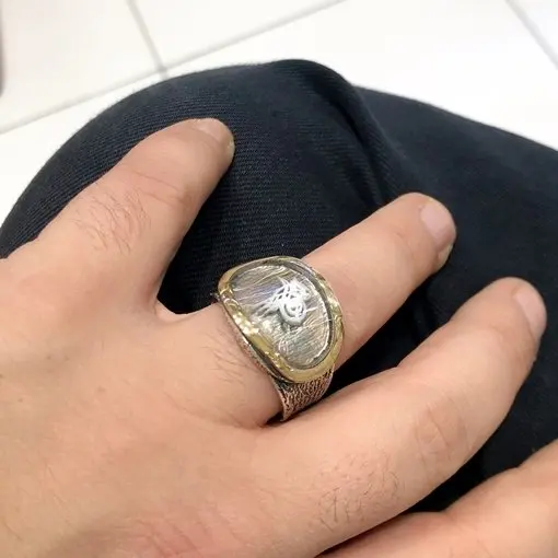 

Side Oval Custom Design Tuğra Engraved Silver Men 'S Ring