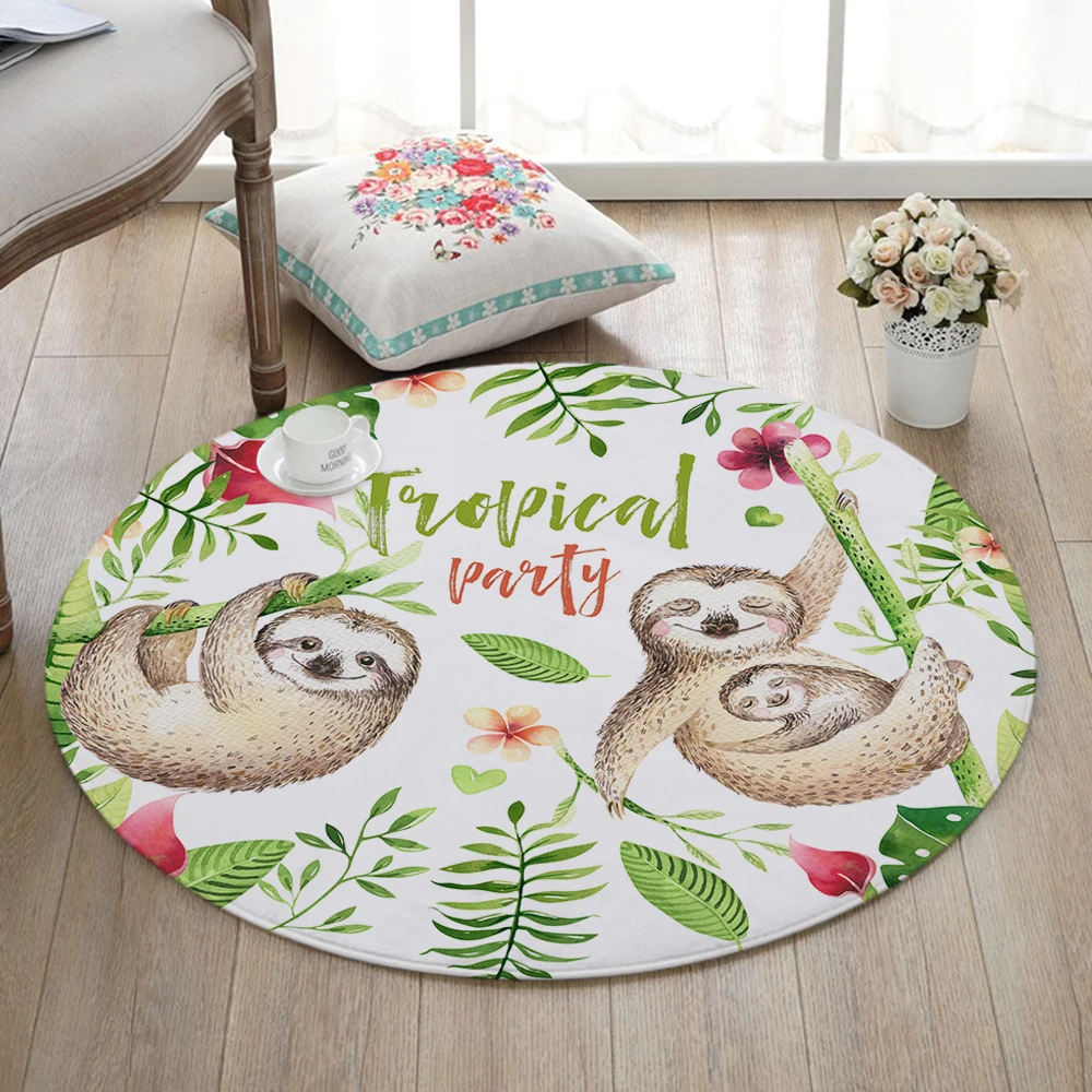 Miracille животное Ленивец Печатный коврик мульти-Размеры дети играют круглый