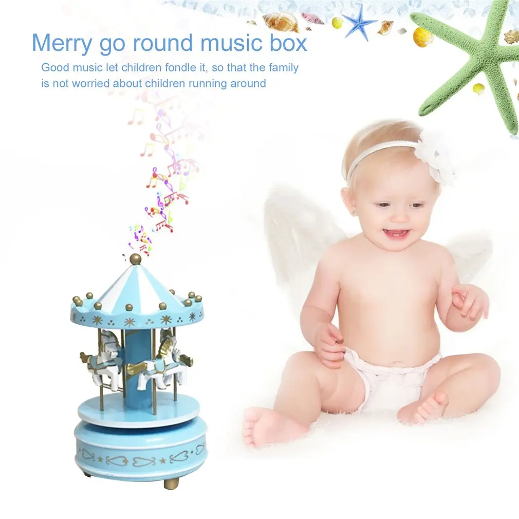 

Merry-Go-Round Wooden Music Box Toy Child Baby Game Home Decor Carousel horse Music Box Christmas Wedding Birthday Gift