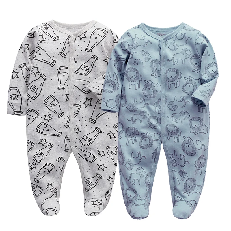 

Newborn Baby Boys Girls Sleepers Pajamas Babies Jumpsuits 2 PCS/lot Infant Long Sleeve 0 3 6 9 12 Months Clothes Wholesale
