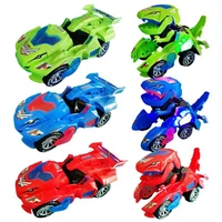 cartoon deformation electric dinosour car toy universal wheel transformation robot vehicle with light sound toys christmas gift