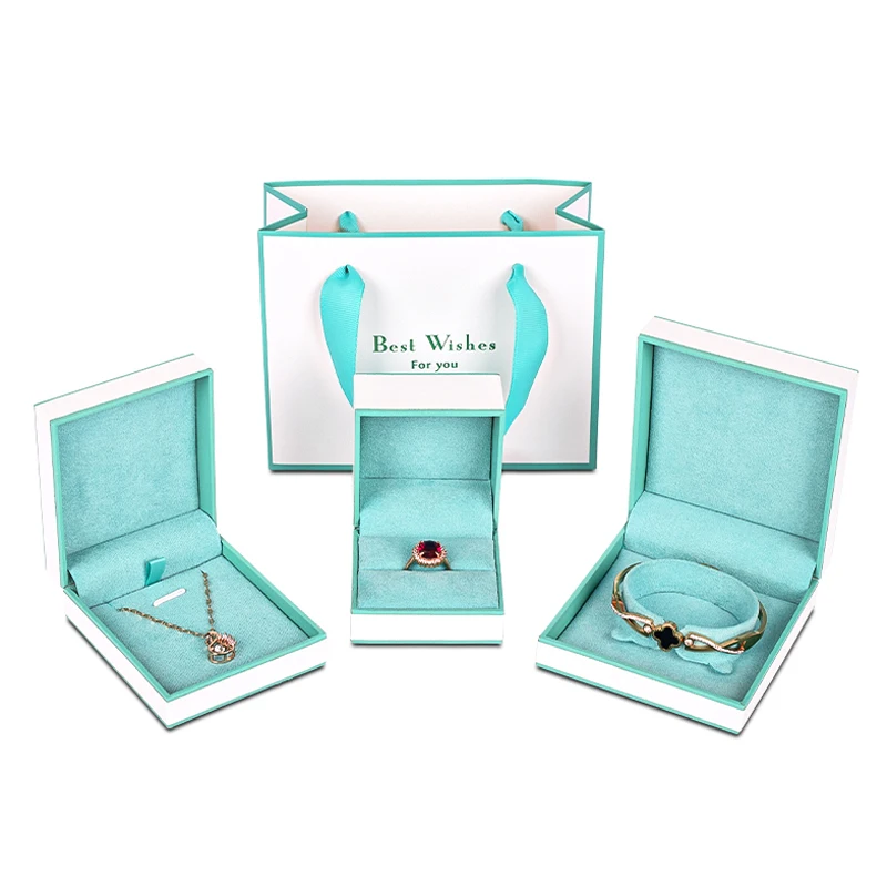 Ring Necklace Box Bracelet Pendant Box Exquisite Tiffany Color Jewelry Storage Box Handbag