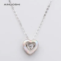 ainuoshi 18k gold 0 021ct natural diamond mother of pearl heart shaped pendant necklace bridal wedding for women jewelry 18