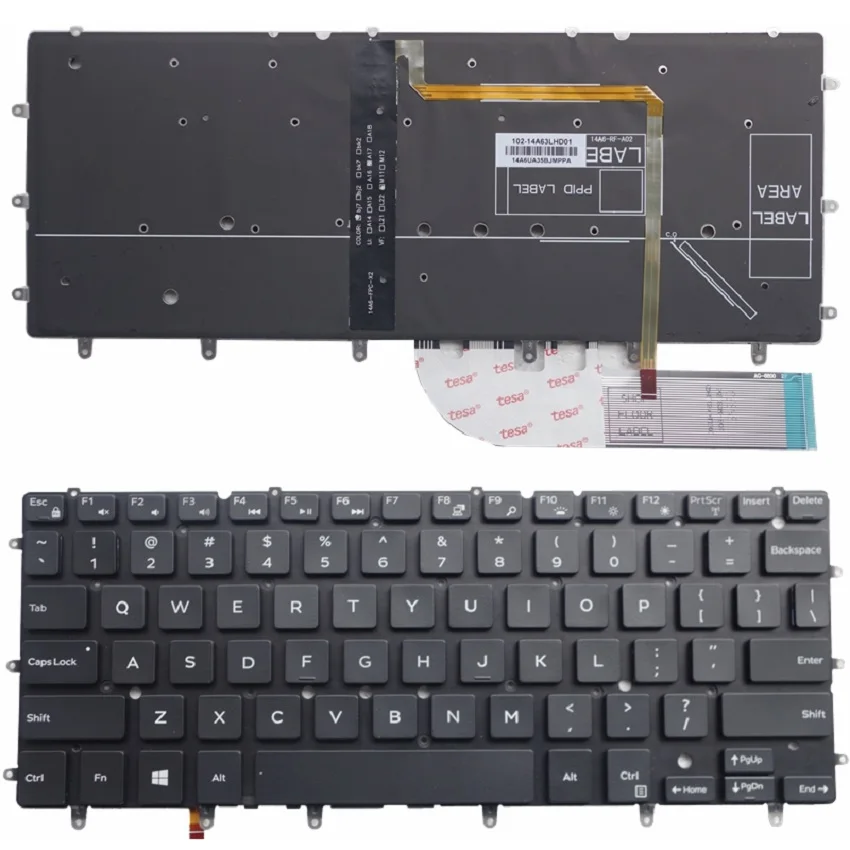 Оригинальная клавиатура для ноутбука Dell XPS13 9343 9350 9360 P54G 7347 7348 7359 с подсветкой