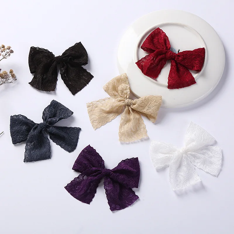 

Soft Solid Color Lace Bow Hairpin Minimalist Style Hair Rope Elegant Hair Clip Chic Elastic Rubber Bands Girls Hair Accessories