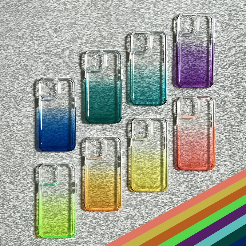 

Summer cool gradient color transparent shockproof case for iphone 13 12 11 pro max x xr xs max protective bumper back cover