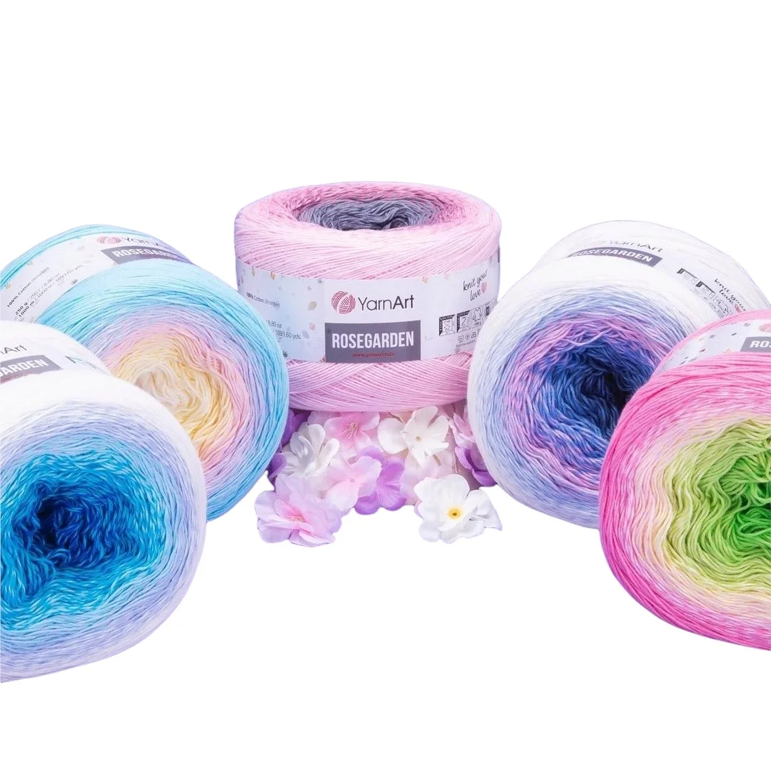 

Yarnart Rosegarden Cake Yarn Hand Knitting Crochet 250gr 1000mt %100 Cotton Fancy Gradient Rainbow Fantasy String Flowers Ombre