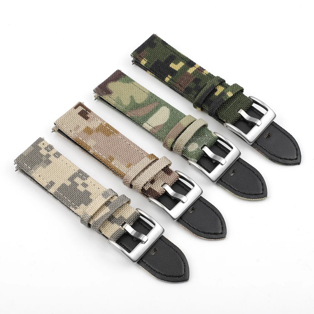 Onthelevel Military Camouflage Canvas Watch Band 20 22mm Army Waterproof Watch Strap For Seiko/Tudor Diver's Watches Belt #D