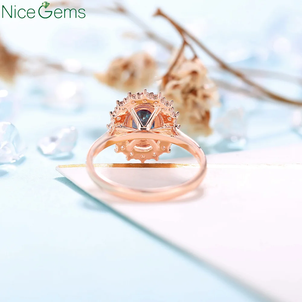 Кольцо свадебное NiceGems 18 карат розовое золото винтажное с двойным ореолом