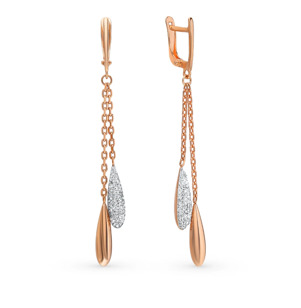 Серебряные серьги с фианитами SUNLIGHT|Серьги-подвески| |