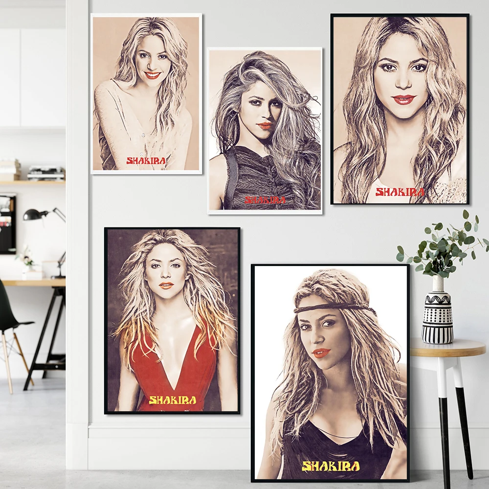 

Latin Rock Music Singer Star Canvas Painting Shakira Poster Print Wall Art Pictures For Living Room Home Decoration Oil Painting