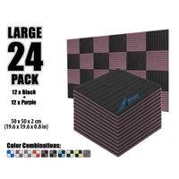 arrowzoom 24 pcs 19 6 x 19 6 x 0 8 color combination flat wedge tile studio sound absorbing panel acoustic foam treatment