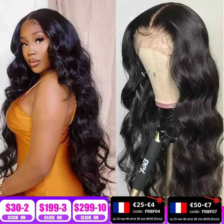 Transparent 30 32 Inch Body Wave Lace Front Wig Wigs Glueless Preplucked For Women Human Hair Remy T | Шиньоны и парики