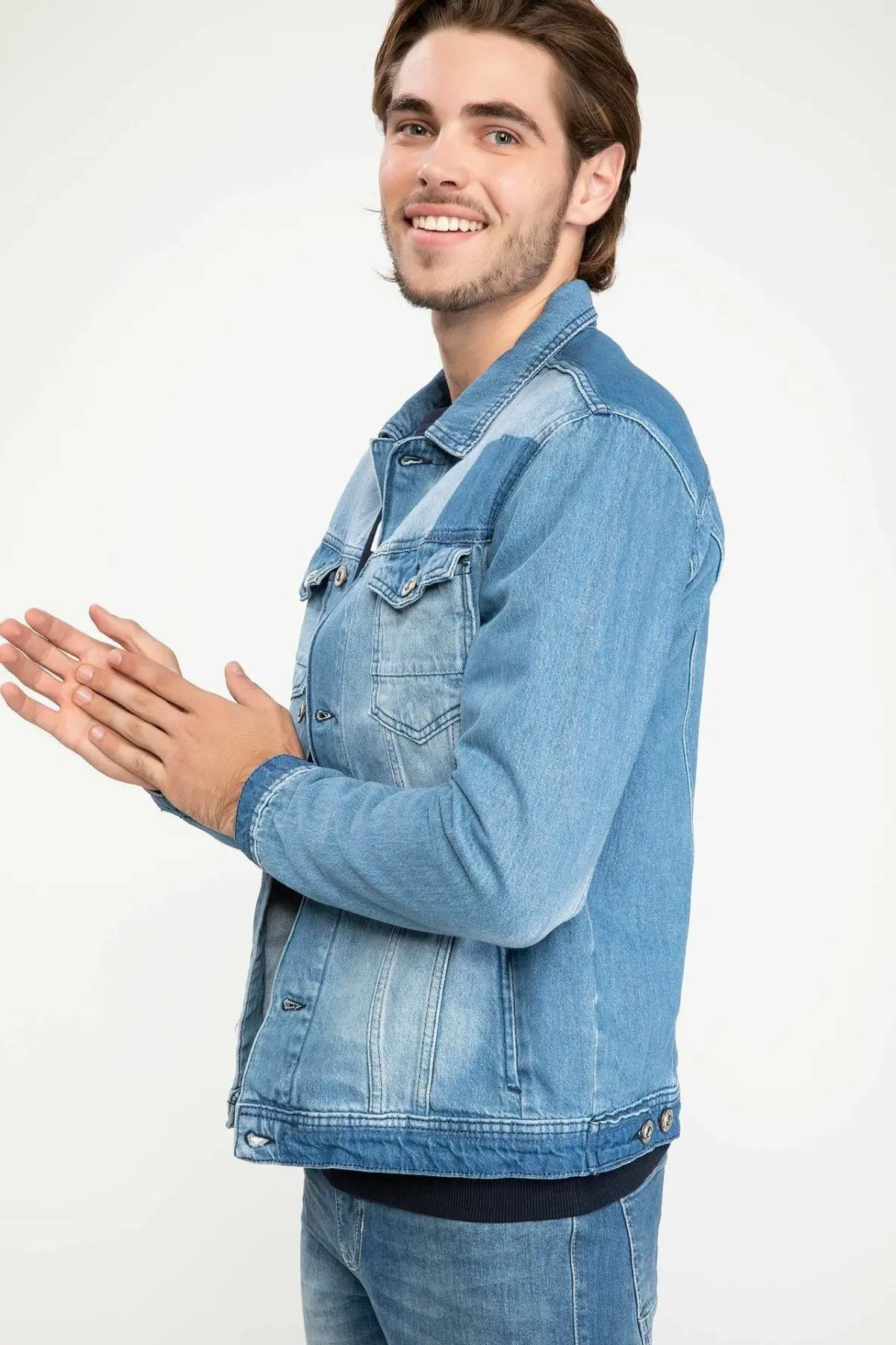 Дефакто мужские синие джинсовые пальто осенние Мужская зимняя модная верхняя