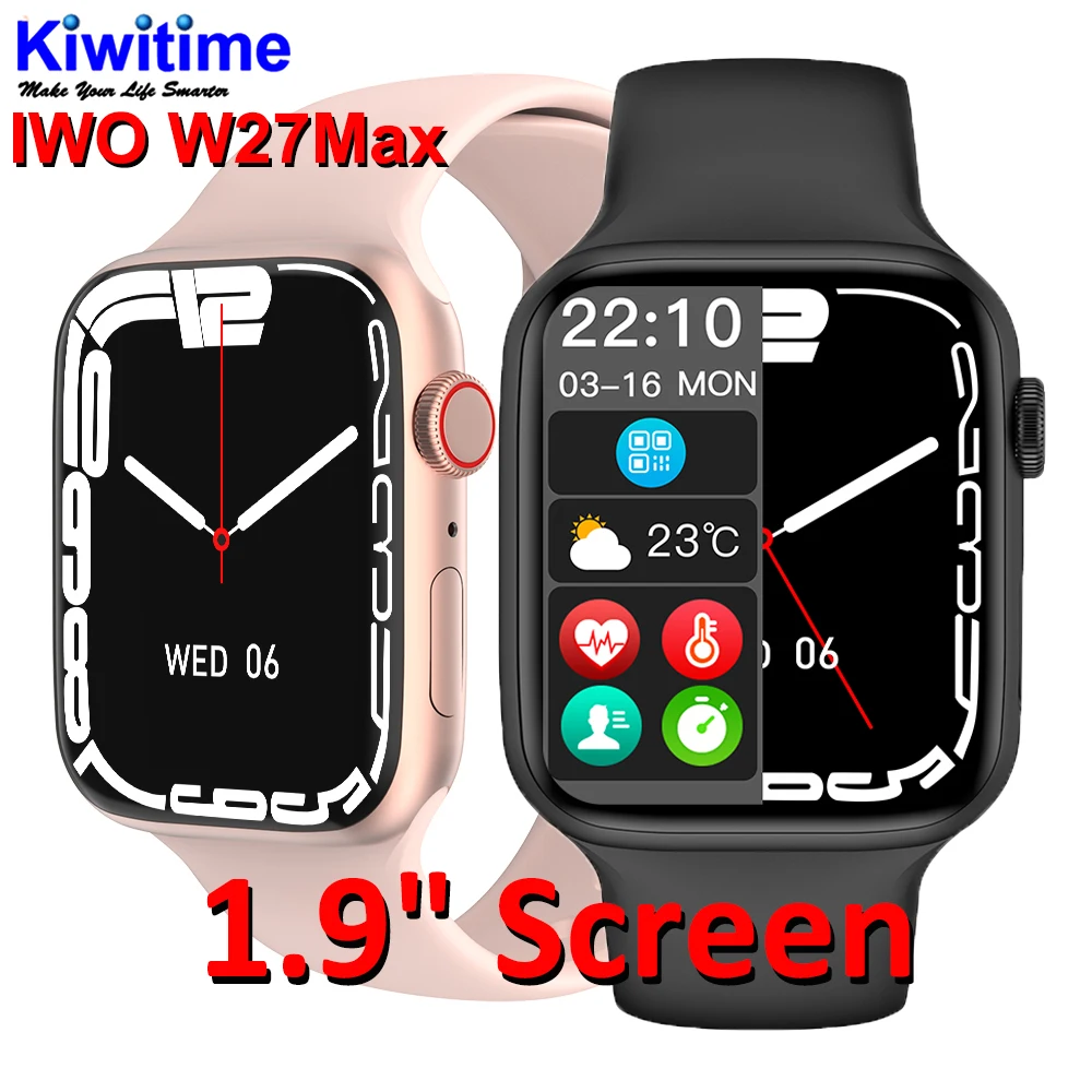 Смарт-часы KIWITIME IWO W27 MAX 1 9 дюйма Bluetooth пульсометр |