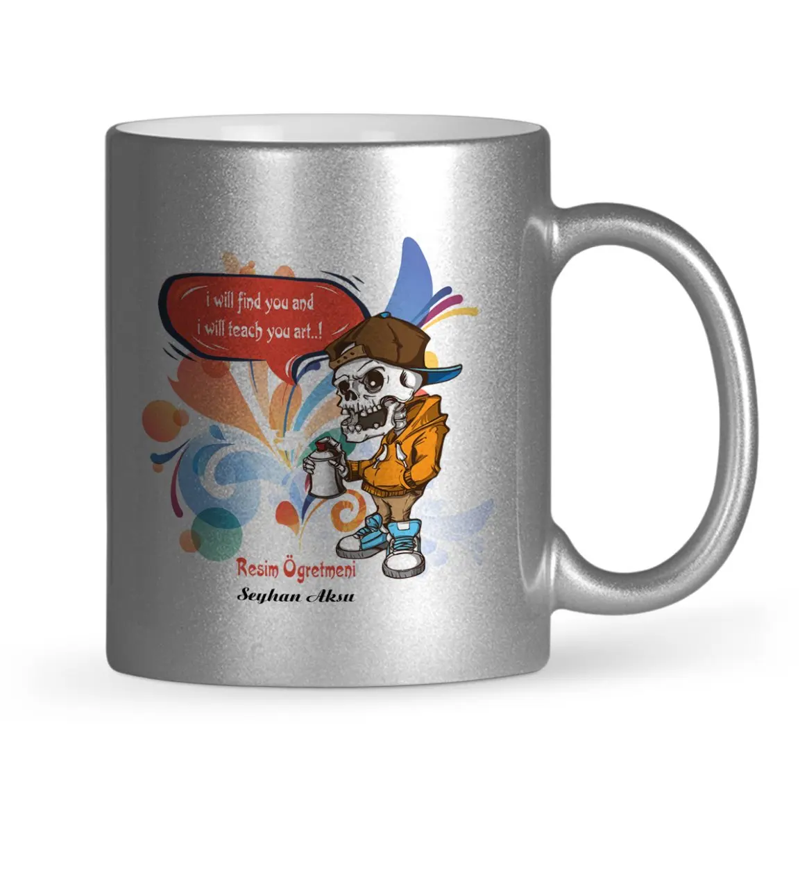 

Персонализированные художественные учительницы Серебряная позолоченная кружка чашка-1