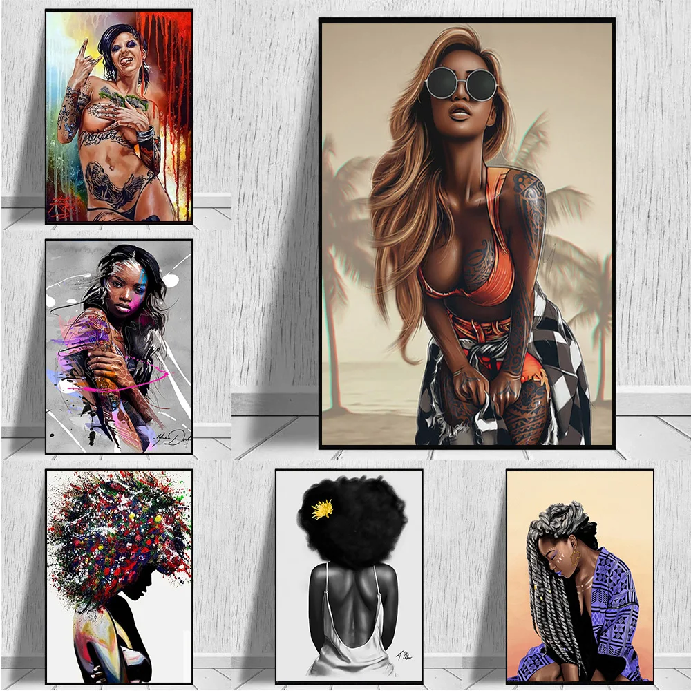 

Abstract Sexy Tattoo Woman Street Art Canvas Painting Graffiti Pop Girl's Poster and Print for Living Room Wall Art Home Decor