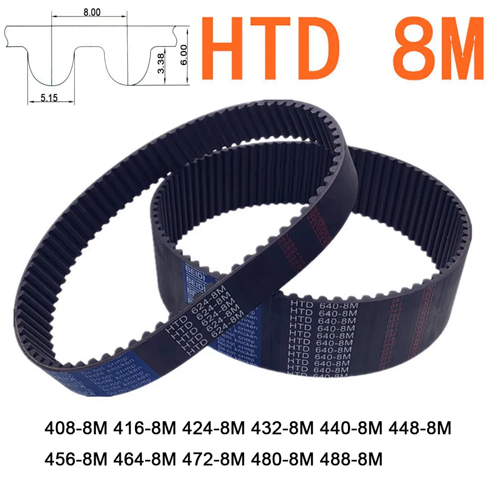 

Width 40mm HTD8M Rubber Timing Belt Perimeter 408 416 424 432 440 448 456 464 472 480 488mm Closed Loop Synchronous Belt