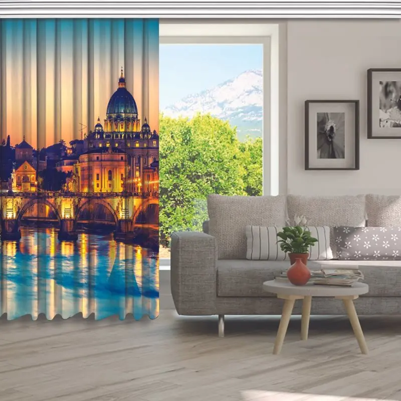 Занавес Св. Петра собора и тибера реки в римском Италия закат вечерний вид