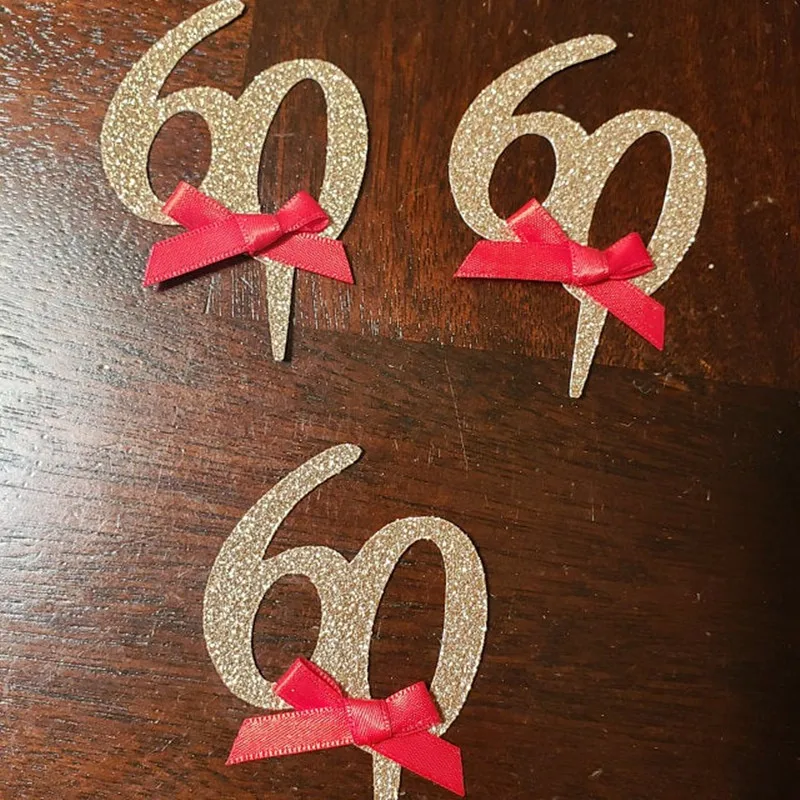 2020 идей на день рождения заказ топперы с блестками и золотыми цифрами 60 для