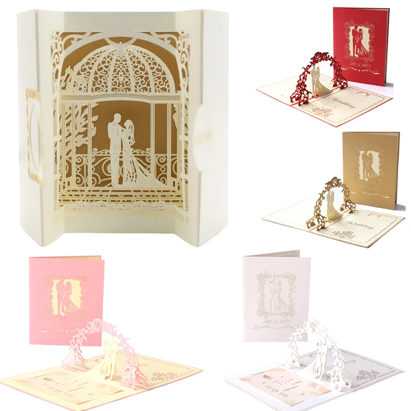 Свадебные приглашения открытки 10 шт. с конвертом для свадьбы