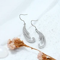 cz drop earrings for women girls pure titanium earring hook for sensitive ear fashion white gold plated copper angel wings