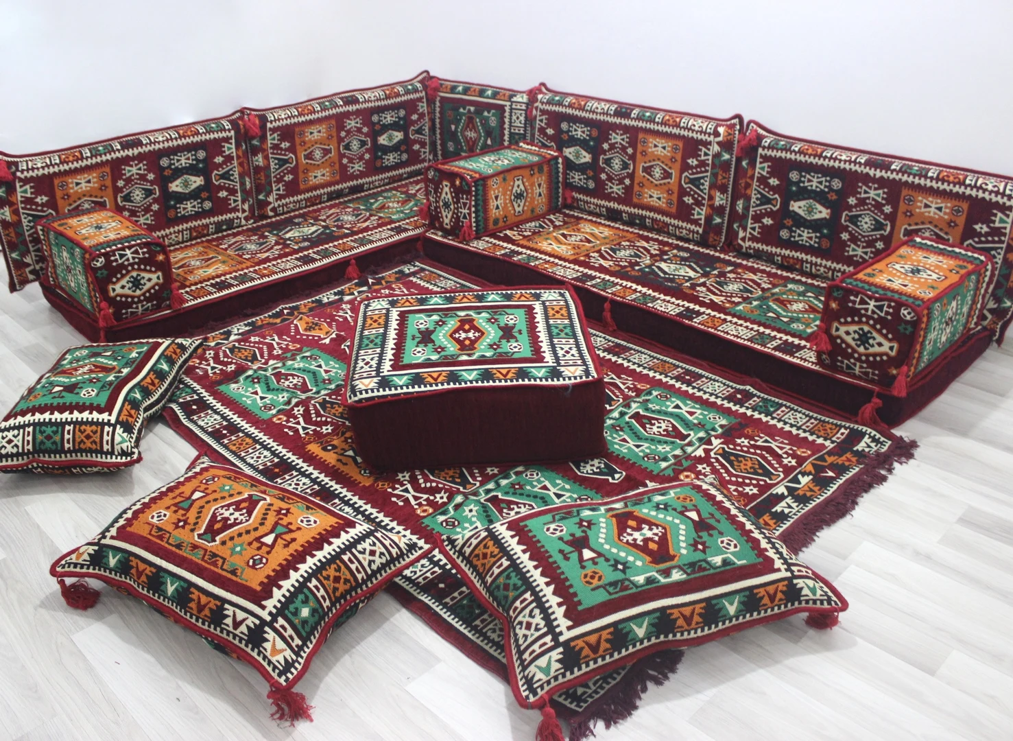 

Traditional Handmade Sofa Set, Floor Cushions, Backrest Pillows, Arabic Diwan, Living Room Furniture, Sofa Bed, Armchairs, Jalsa