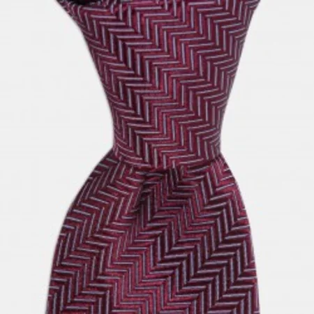 

Blue houndstooth pattern burgundy silk tie 67828132