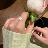 bohemian flower open rings for women stainless steel gold plated chain finger ring wedding trend 2022 jewelry gift bijoux femme