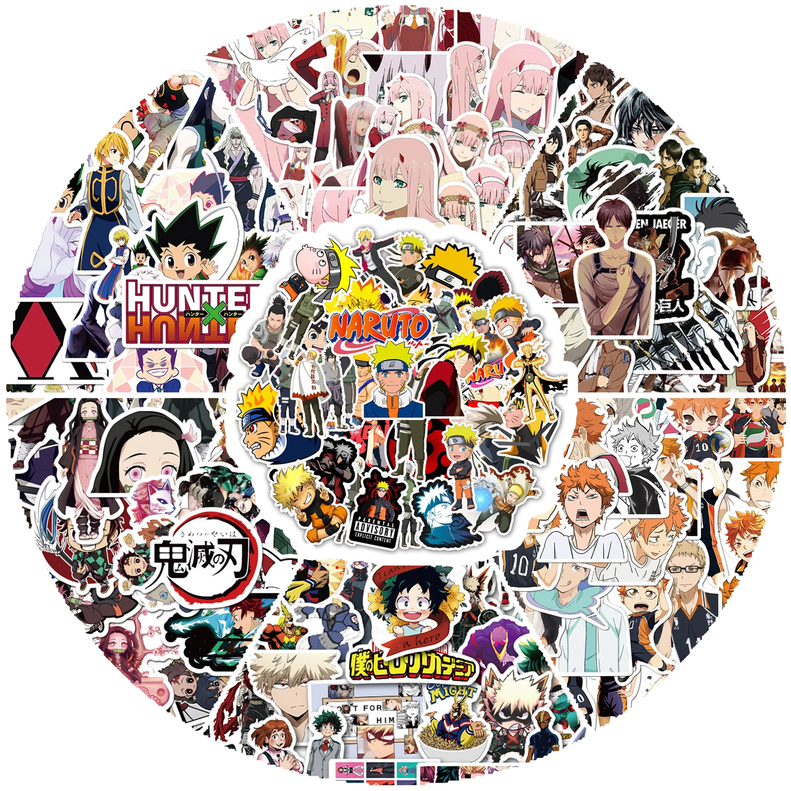 50 шт. Мультяшные аниме наклейки Haikyuu Hunter X рассекающий демонов Атака Титанов