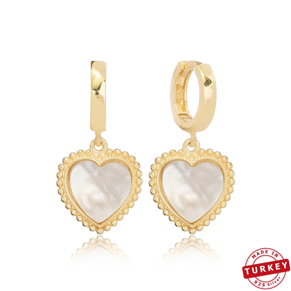 

SPENTA Heart Earrings BFF Gift Jwelery Valentine's Day Heart Gift Earring White Shell Earring