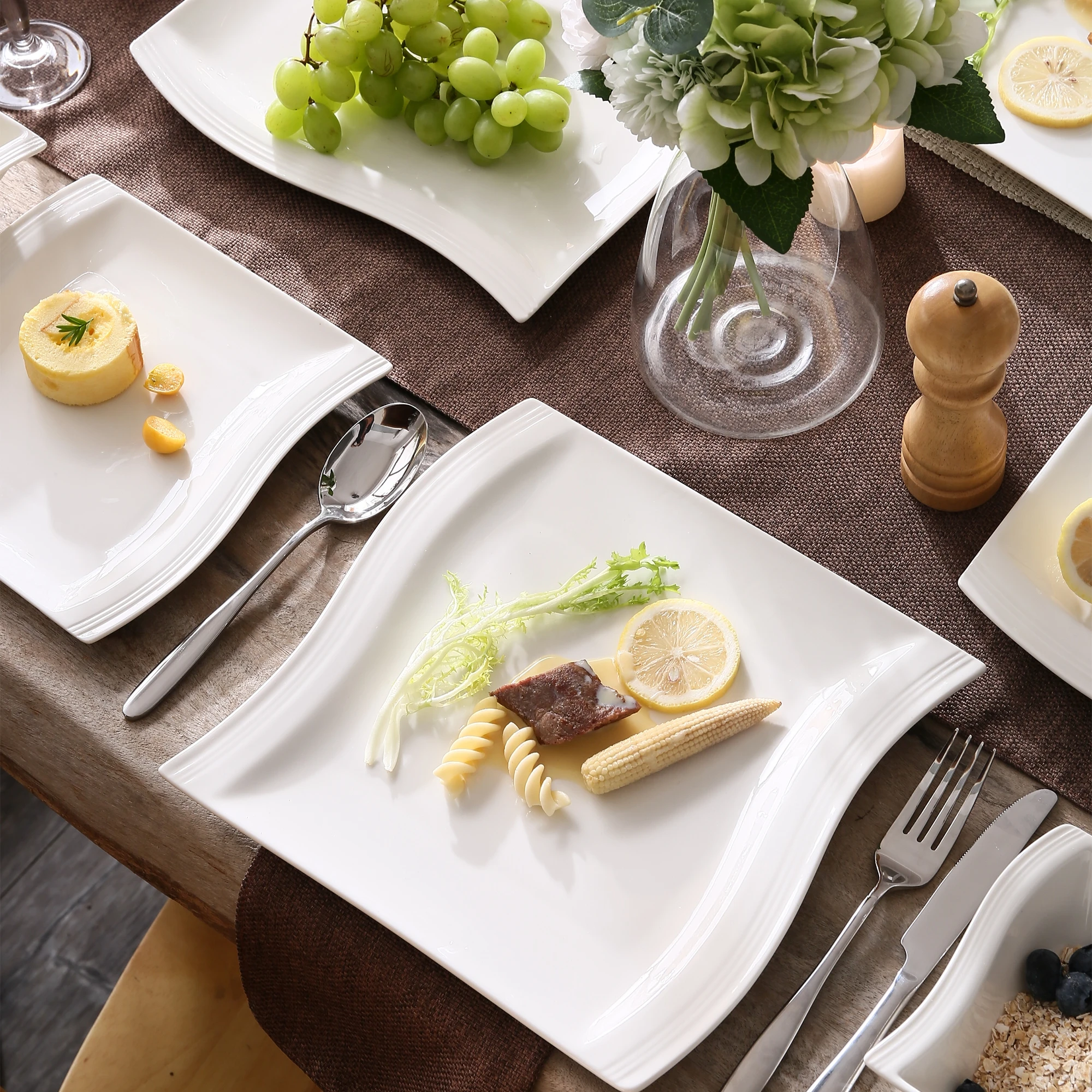 Малакаса Флора 26 шт. фарфоровый столовый набор с мисками десертный суповой