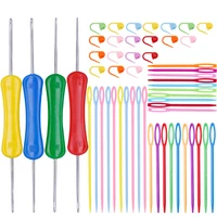 nonvor 54 pcs set double ended crochet crochet locking stitch markers plastic needles for crochet lover knitting mixed color