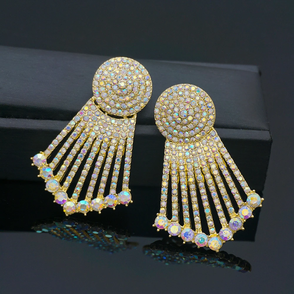 Классические Женские Висячие серьги с кристаллами циркона асимметричные