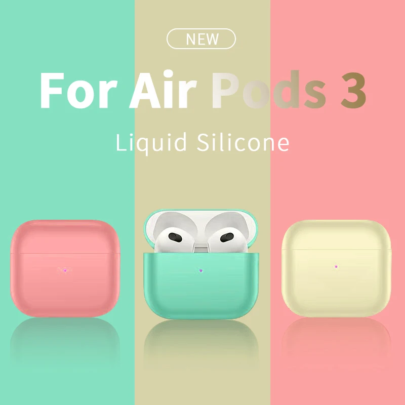 Умный оригинальный чехол из жидкого силикона для Apple Airpods 3 мягкий тонкий Airpod air pods