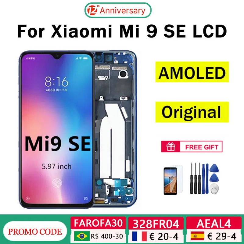 Оригинальный ЖК-дисплей AMOLED для Xiaomi MI 9 SE сенсорный экран дигитайзер в сборе с