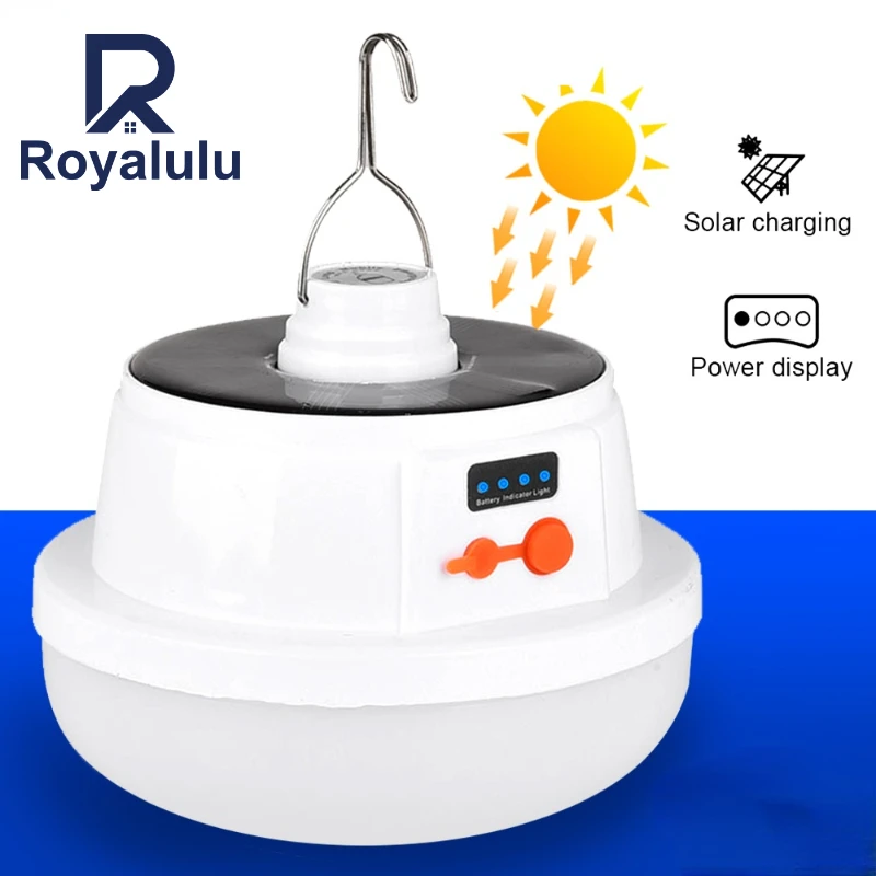 

Складная Светодиодная лампа Royalulu на солнечной батарее, USB E27, перезаряжаемая лампа, водонепроницаемая уличная лампа для украшения садоводст...