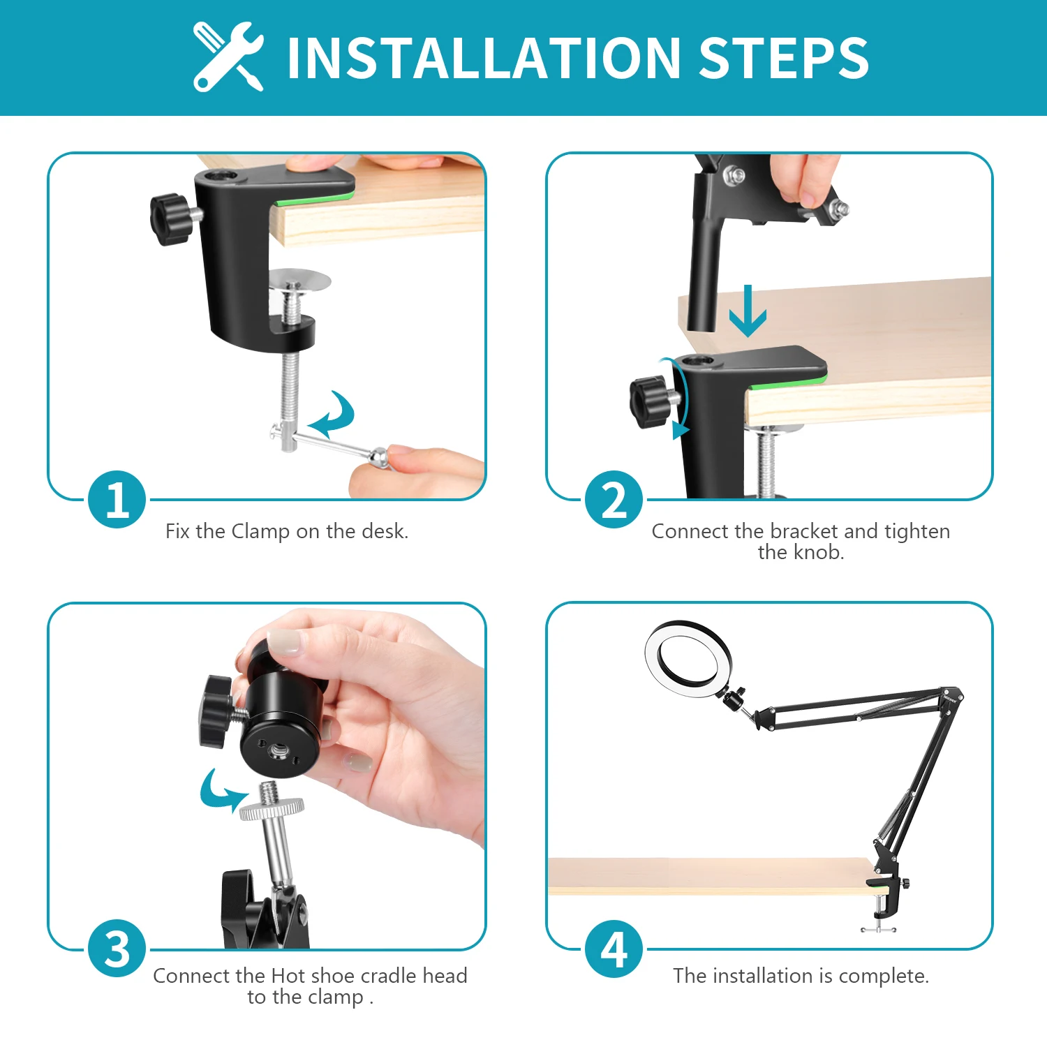 

Neewer Workbench Light, Desk Ring Light with Swivel Clamp Arm, 6'' USB Ring Light for YouTube,Live Streaming, Architect Drafting