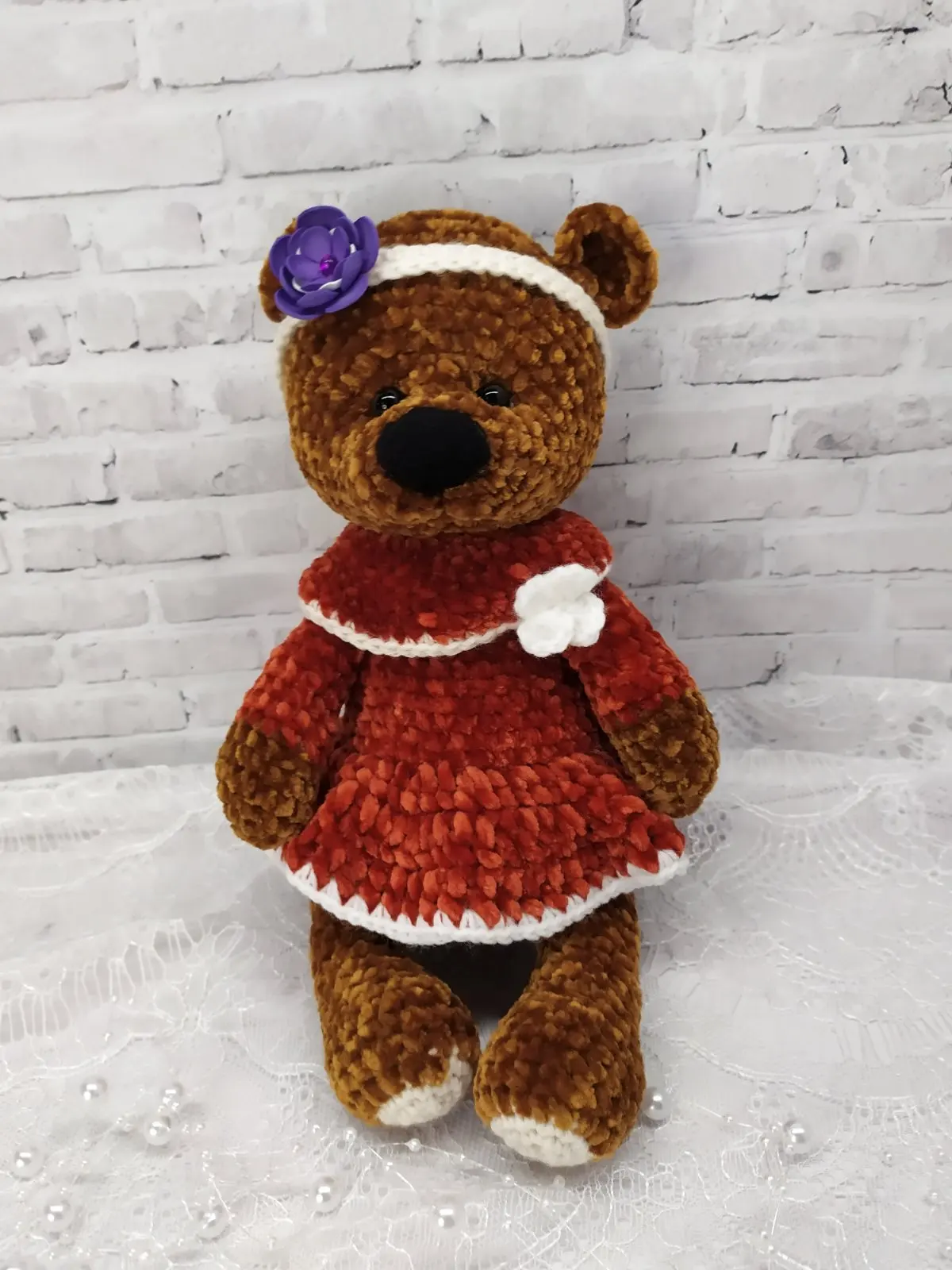 Вязаная игрушка.Подарок для девочки.Вязаная мишка.Амигуруми | Плюшевые животные