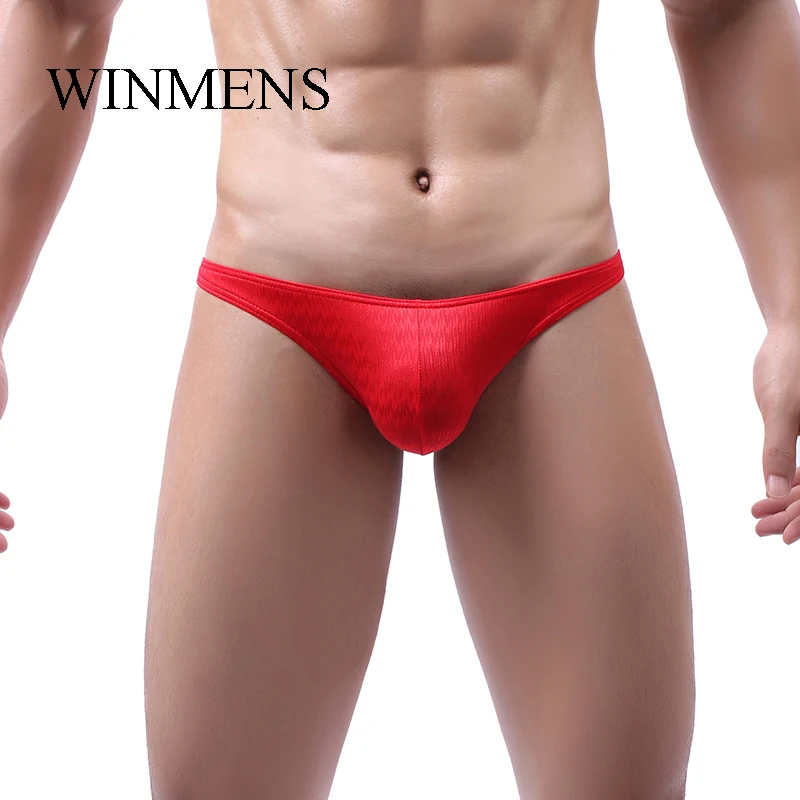

Men's Mini Briefs Underwear Jacquard Weave Silky Breathable Low Rise Bulge Pouch Jockstraps Panties