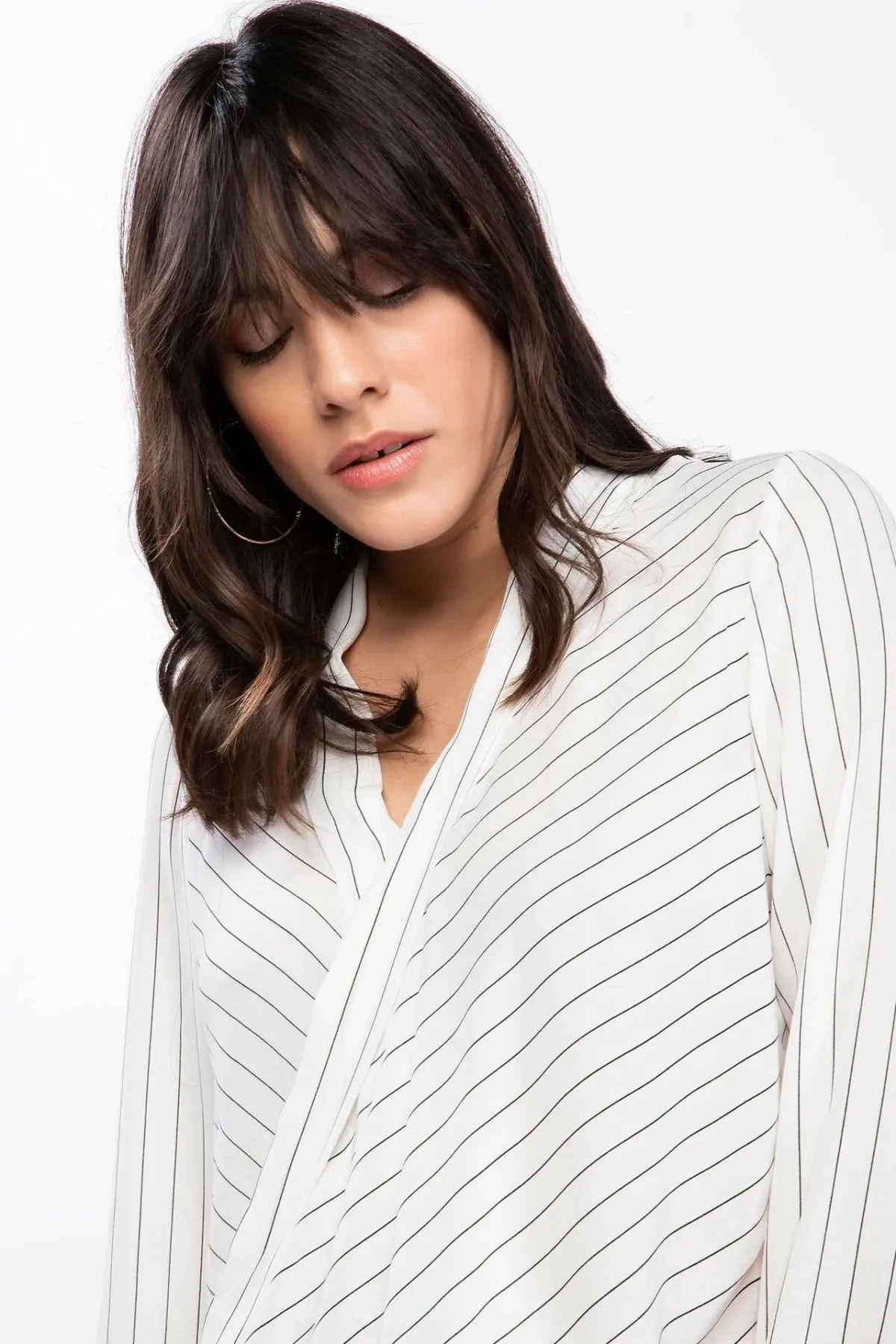 Женская шифоновая блуза DeFacto модная черная полосатая блузка с v образным вырезом