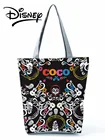Женская сумка на плечо Disney Coco, черная Складная пляжная сумка большой вместимости с черепом, подарок на Хэллоуин