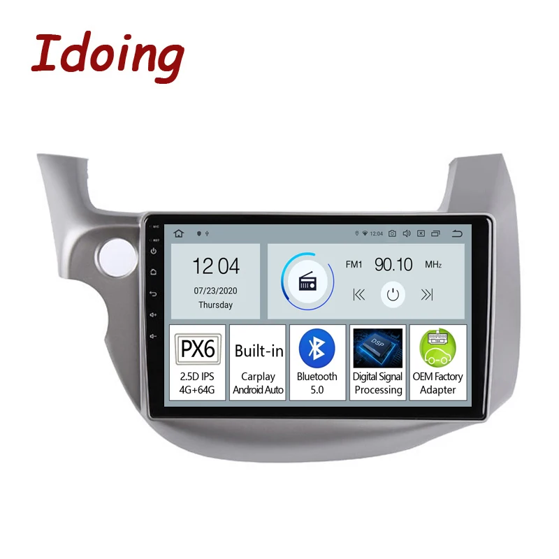 

Idoing10.2"PX6 Android Car Radio Multimedia Player GPS Navigation For Honda Jazz 2 GG Fit 2 2008 CarplayAuto Bluetooth Head Unit