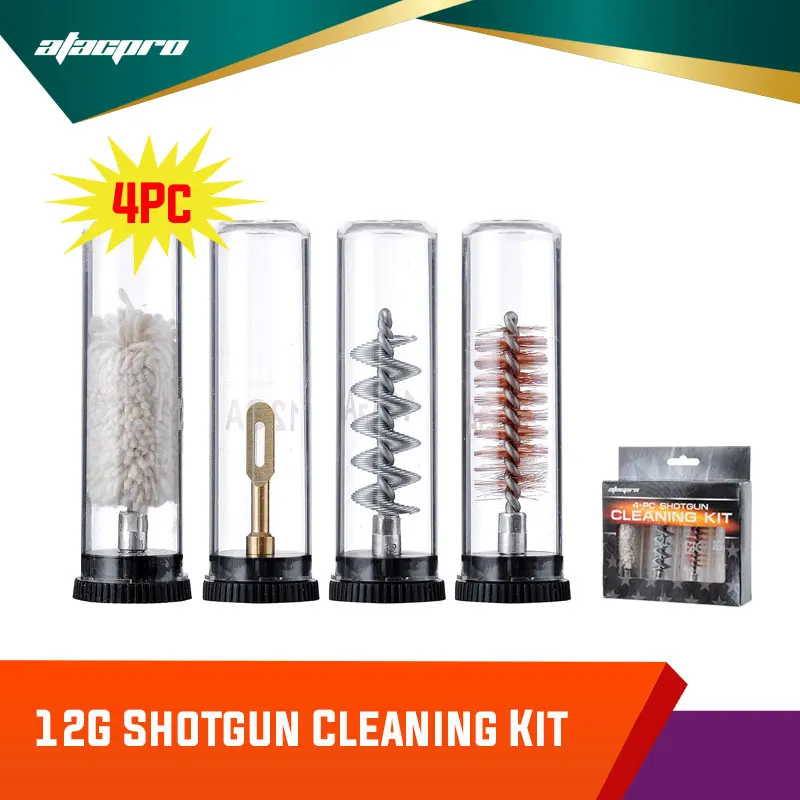 

Atacpro 4pc 12g Shotgun Cleaning Rod Brushes Head Kit Bronze Spring Brush Mop Gun Care Cleaning Tool Hunting Accessories