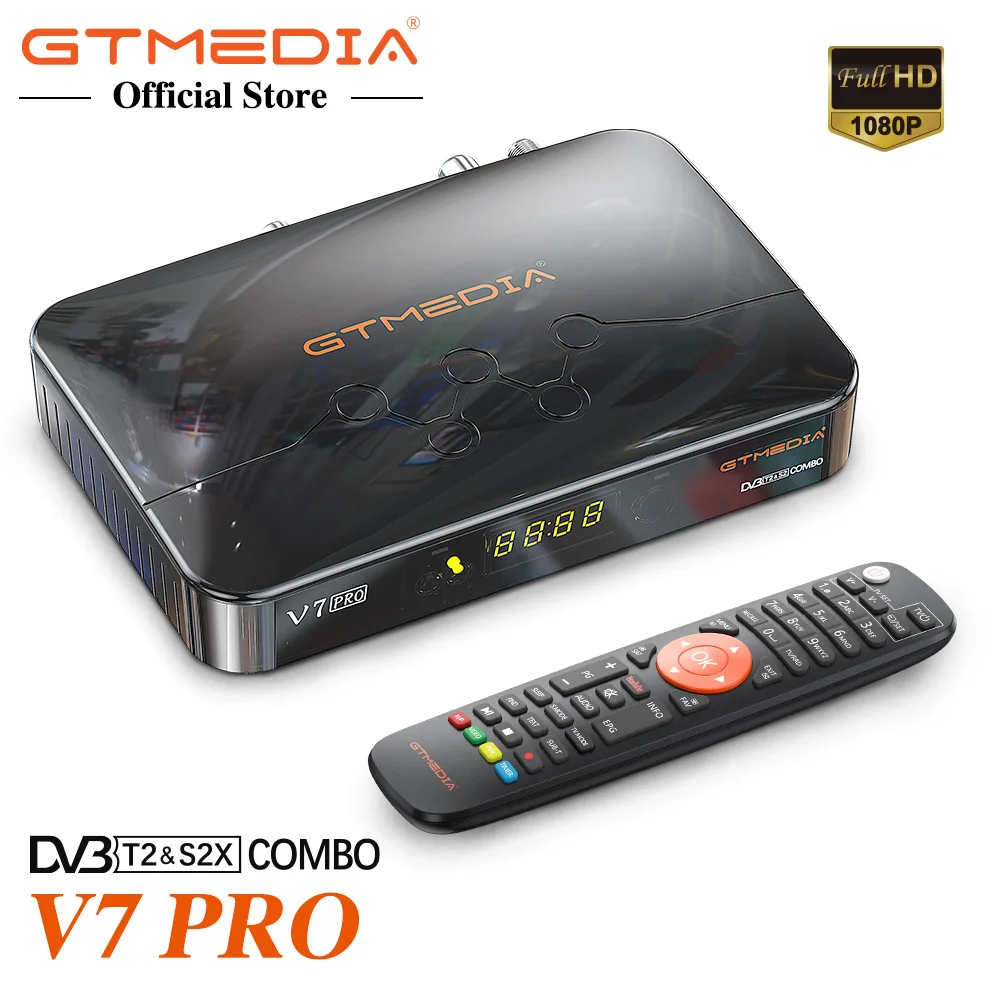 GTMEDIA V7 PRO Спутниковый ТВ-ресивер 1080P FHD DVB-S2/S2X Тюнер H.265 10Bit с USB WiFi декодером. Поддерживает Multi Stream CA без приложения.