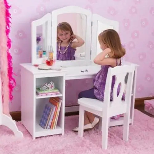 Белый деревянный туалетный столик (трельяж) для девочек &quotДелюкс&quot (Deluxe Vanity &amp