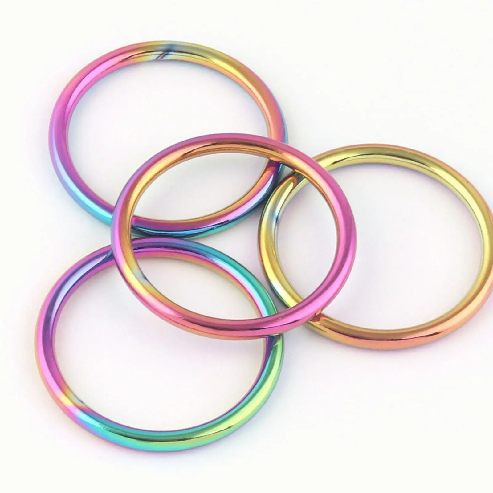 

30mm Rainbow O Rings Welded Clip Buckles Strap Buckles Bag Holder Handbag Purse Bag Clasps Bag Making Dog Collar 10pcs
